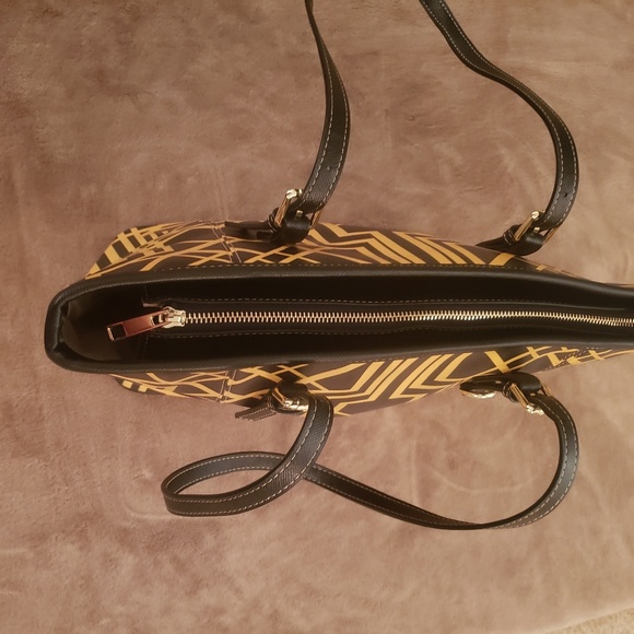 Art Deco Pattern Leather Zip Up Shoulder Purse - Picture 6 of 6